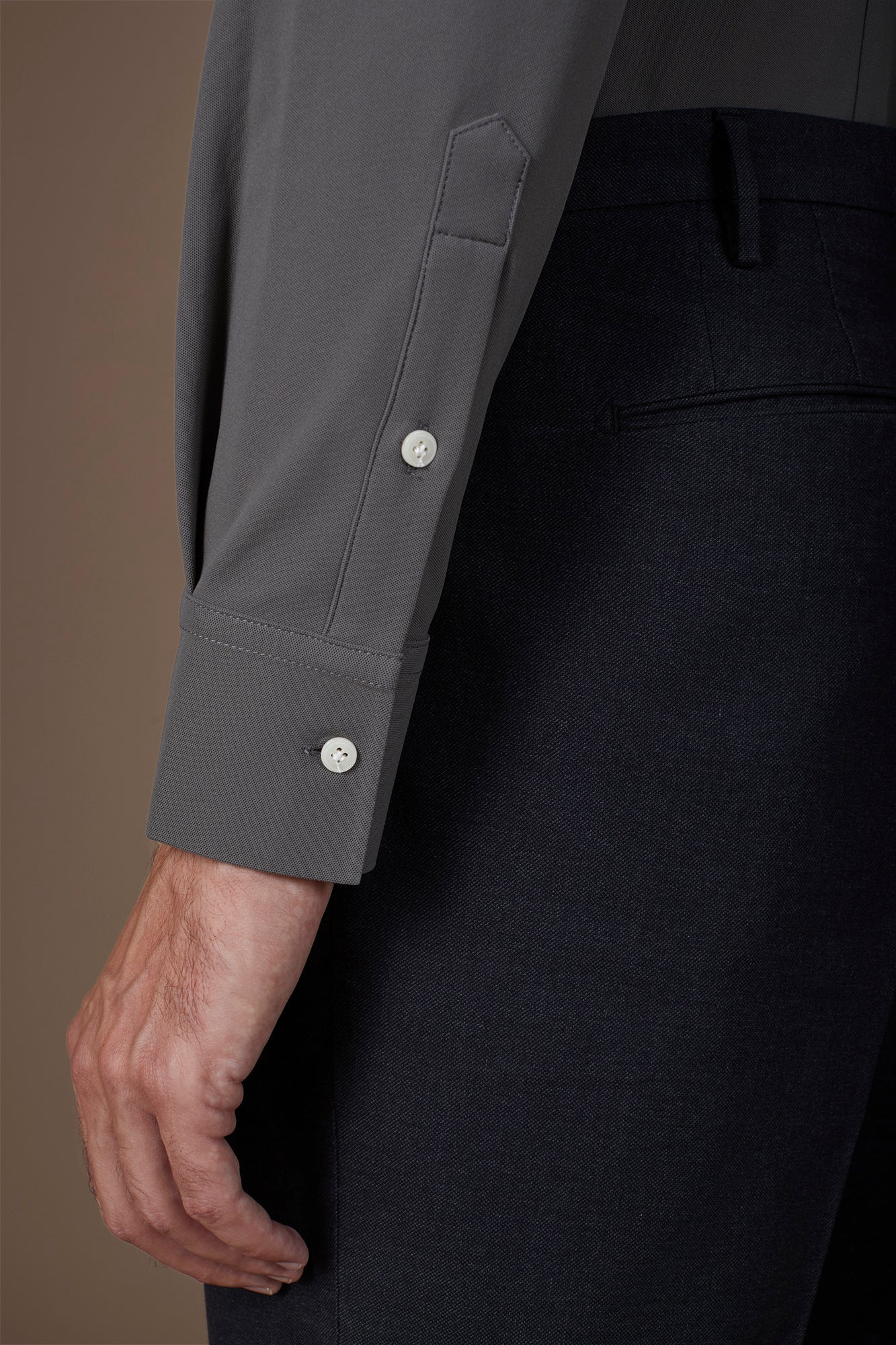 Men's stretch shirt with classic collar in Oxford fabric