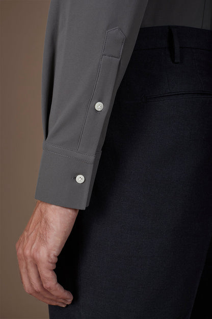 Men's stretch shirt with classic collar in Oxford fabric