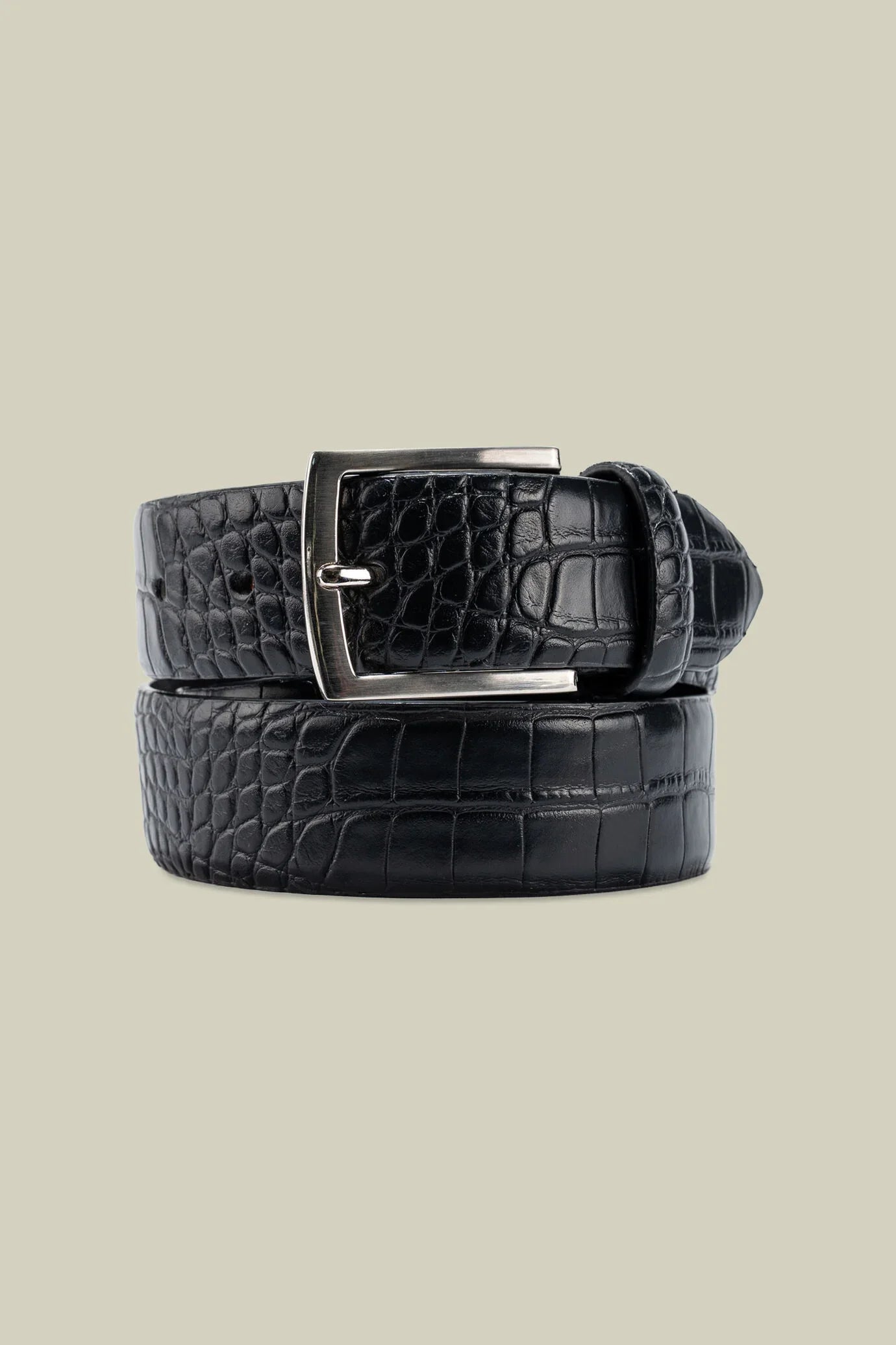 Men's faux leather belt with crocodile effect