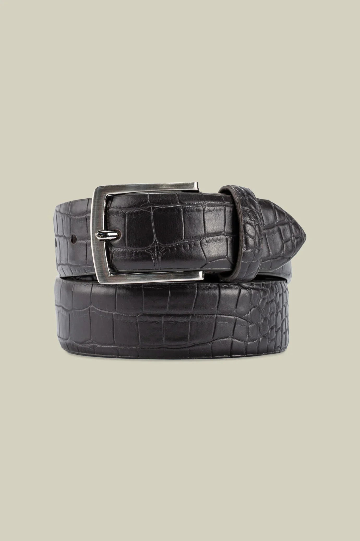 Men's faux leather belt with crocodile effect