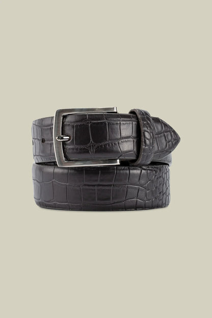 Men's faux leather belt with crocodile effect