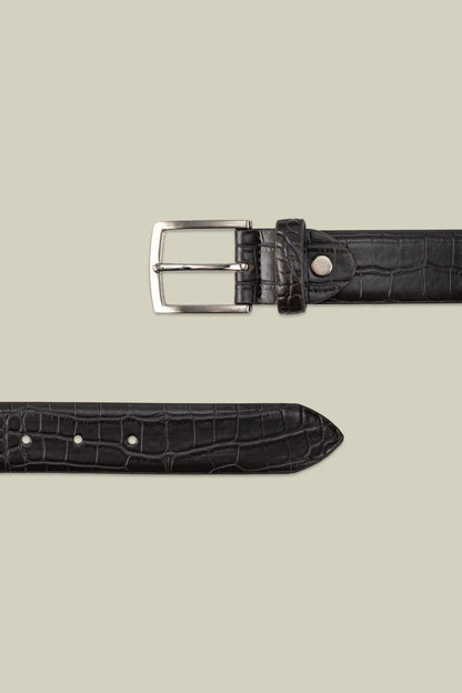 Men's faux leather belt with crocodile effect
