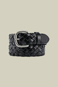 Men's braided belt in 100% regenerated leather