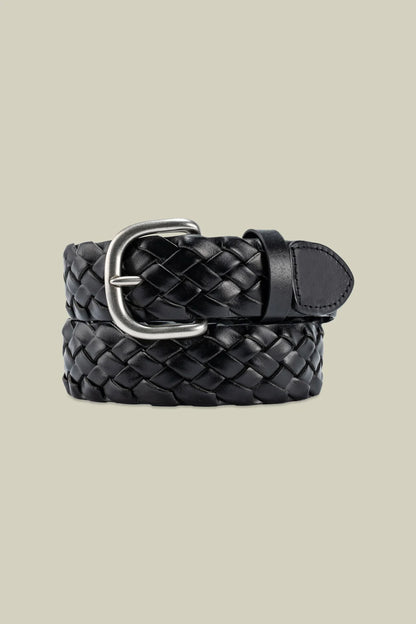 Men's braided belt in 100% regenerated leather