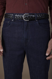 Men's braided belt in 100% regenerated leather