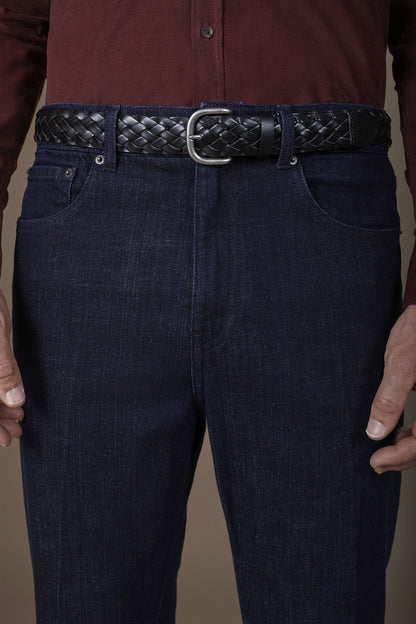 Men's braided belt in 100% regenerated leather