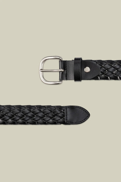 Men's braided belt in 100% regenerated leather