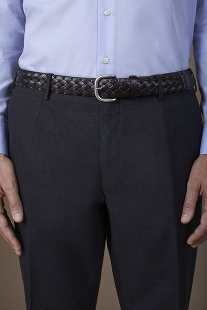Men's braided belt in 100% regenerated leather