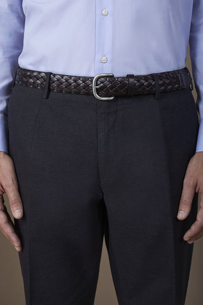 Men's braided belt in 100% regenerated leather