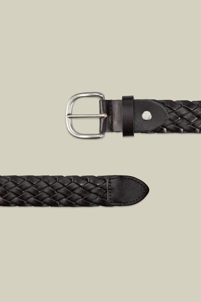 Men's braided belt in 100% regenerated leather