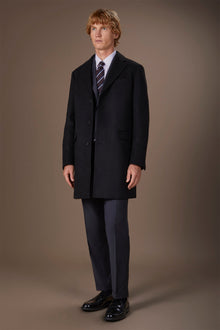 Men's single-breasted coat in regular fit velour fabric