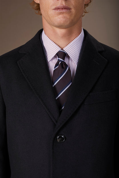 Men's single-breasted coat in regular fit velour fabric