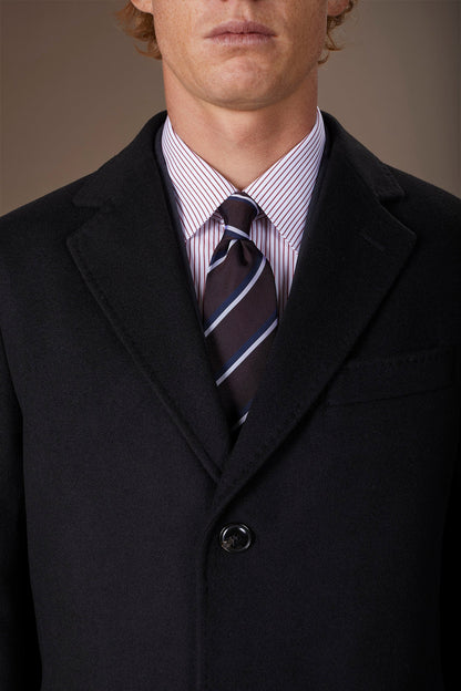 Men's single-breasted coat in regular fit velour fabric