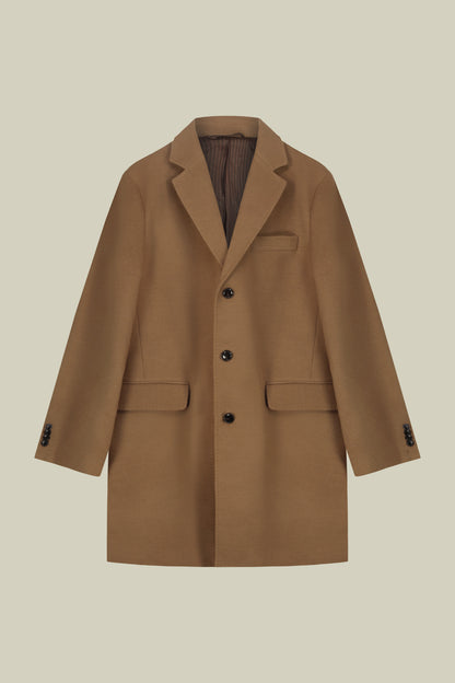 Men's single-breasted coat in regular fit velour fabric