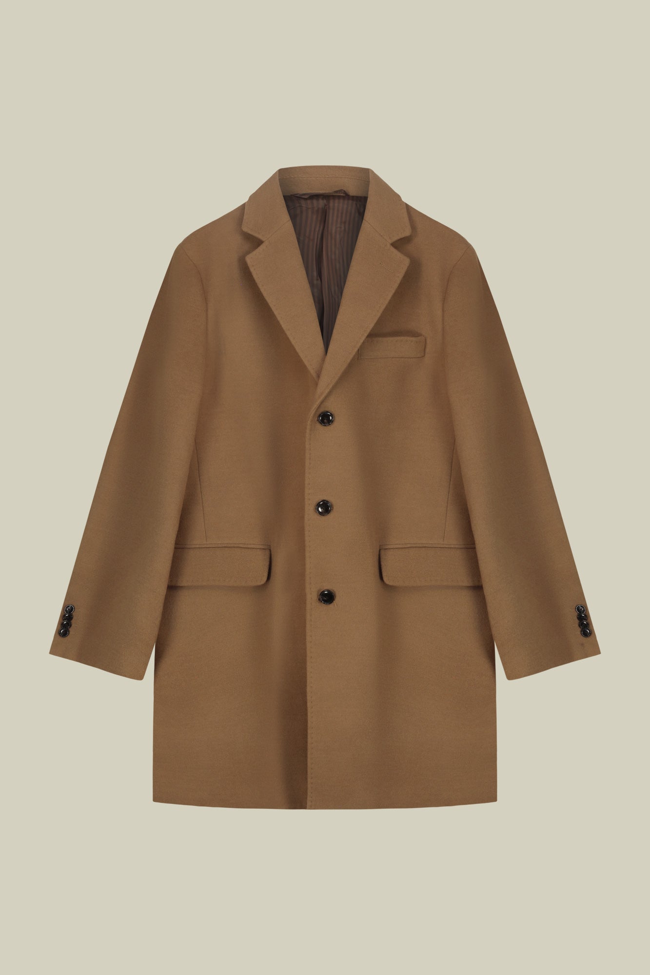 Men's single-breasted coat in regular fit velour fabric