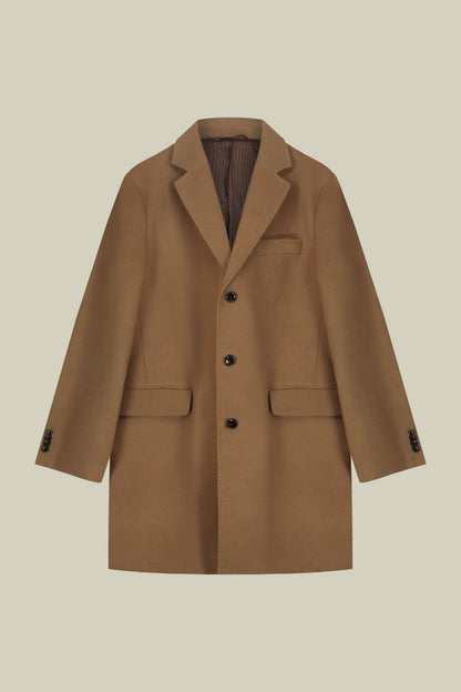 Men's single-breasted coat in regular fit velour fabric