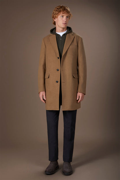 Men's single-breasted coat in regular fit velour fabric