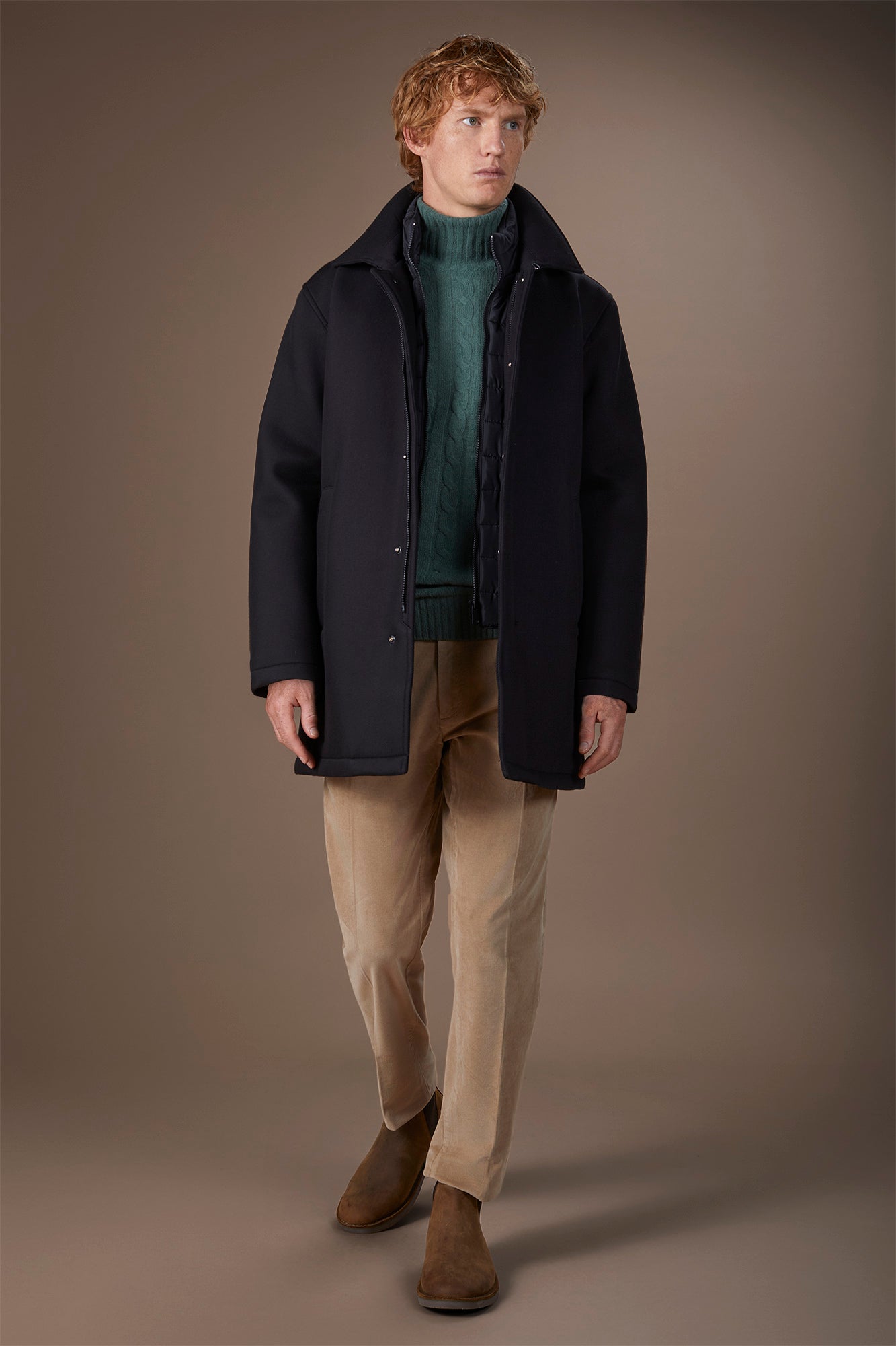 Men's regular fit padded coat with a detachable gilet