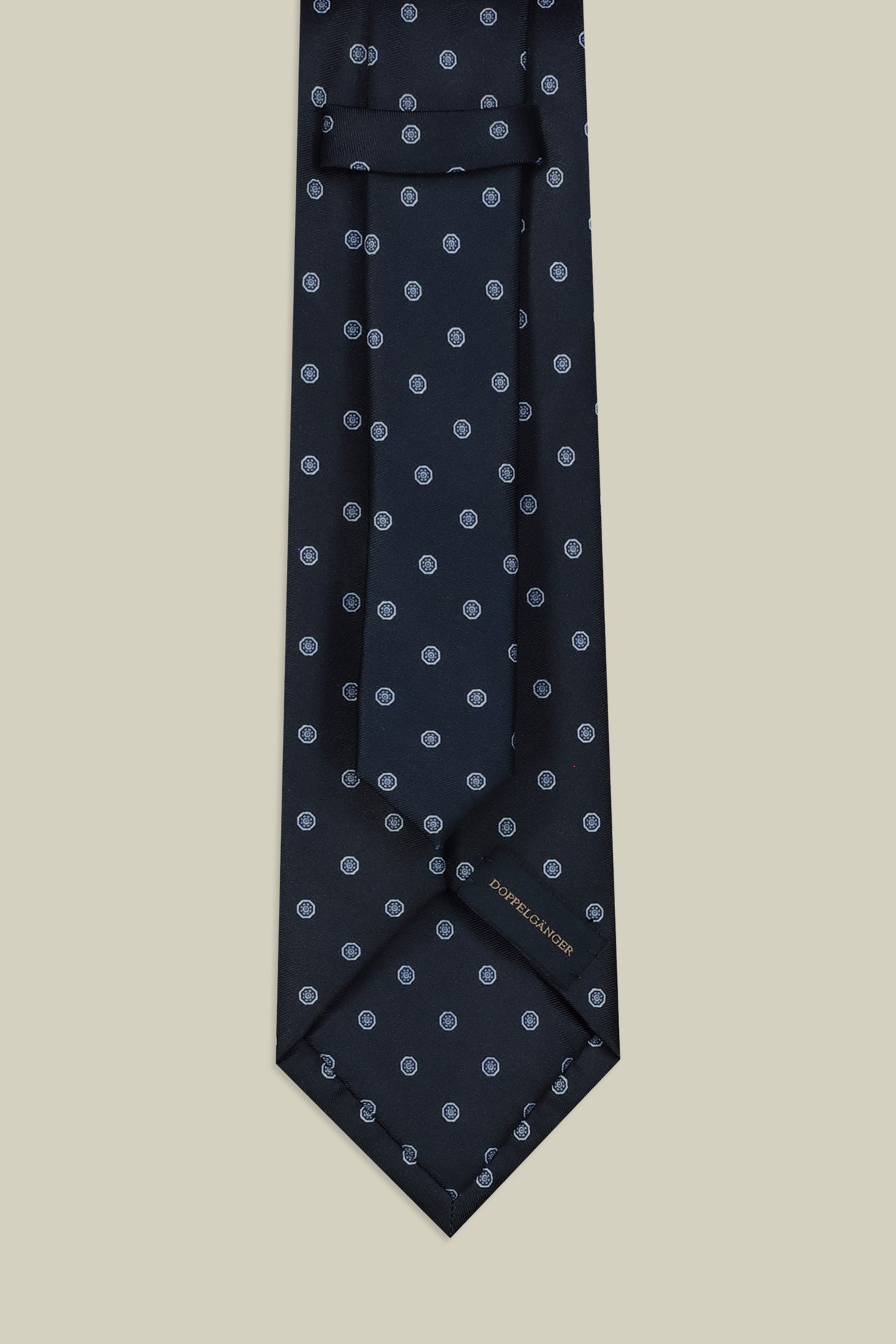 Men's tie with geometric light blue polka dots