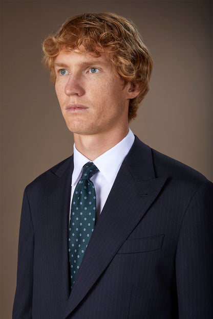 Men's tie with geometric light blue polka dots