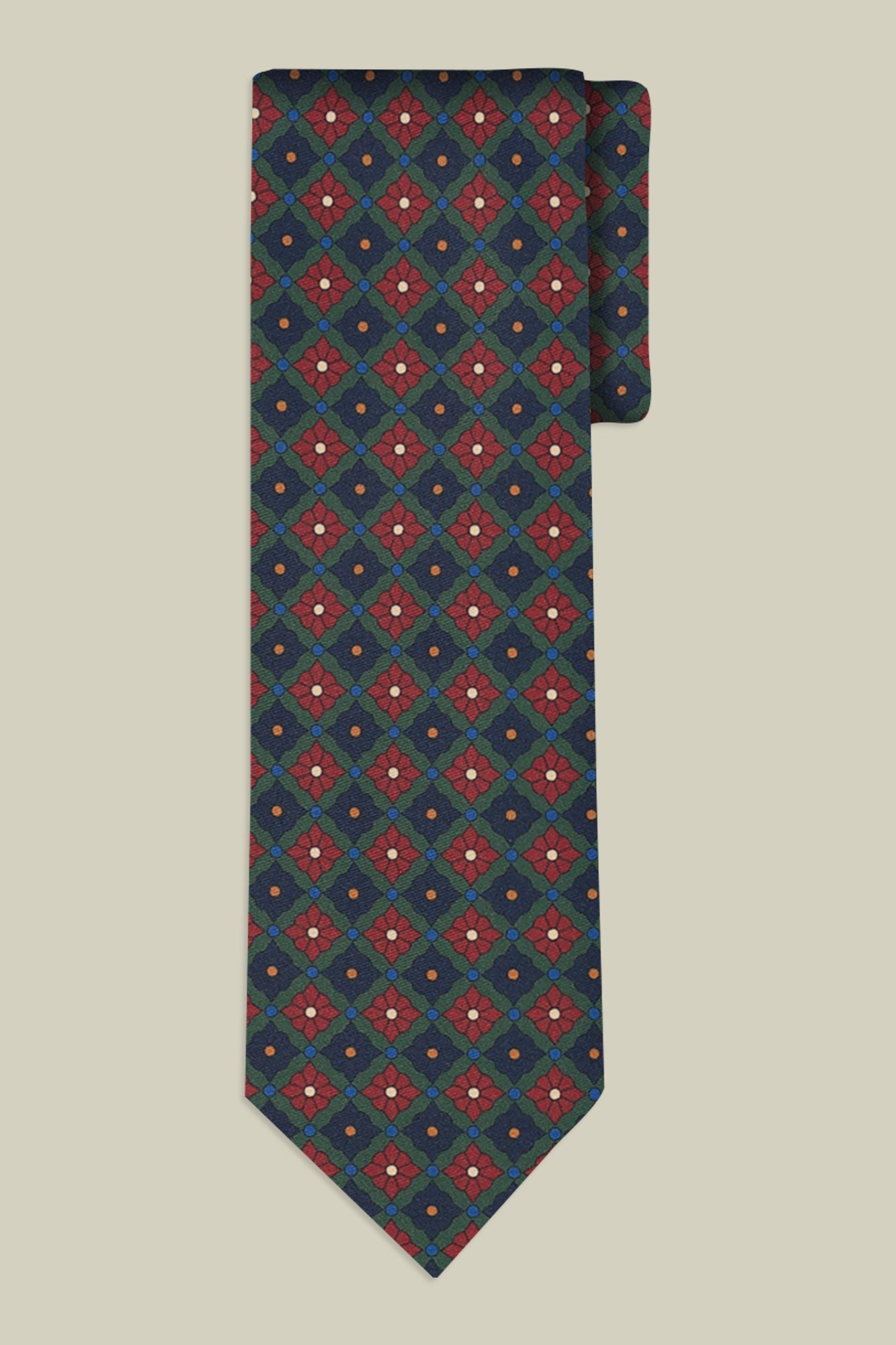 Two-tone men's tie with macro geometric pattern