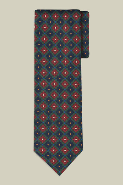 Two-tone men's tie with macro geometric pattern
