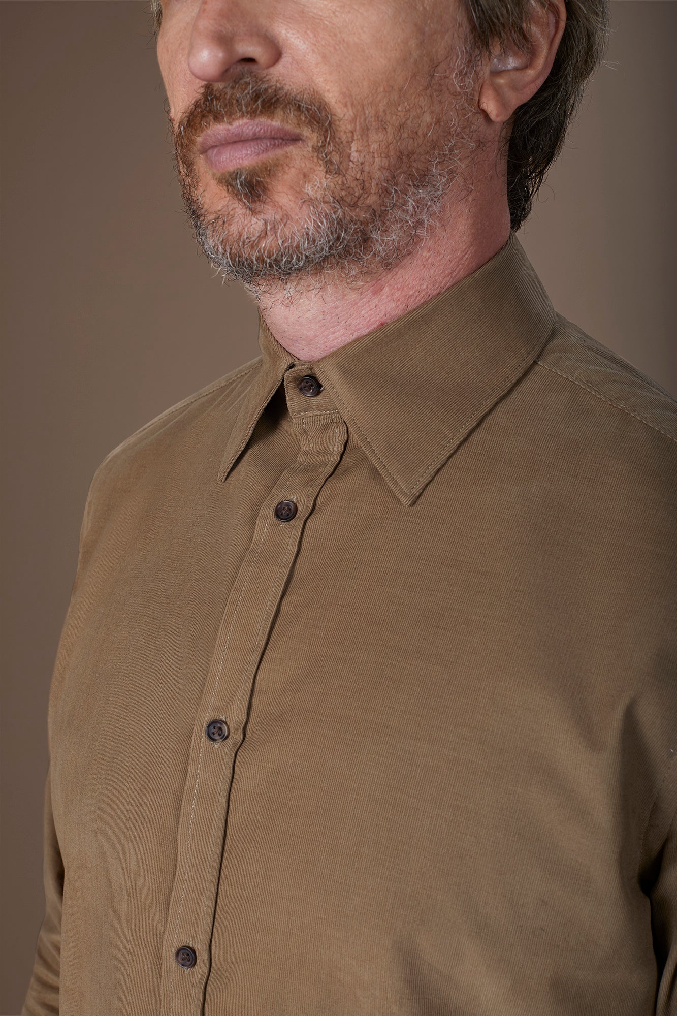 Men's casual shirt in 100% cotton 1000 Stripe velvet fabric plain colour