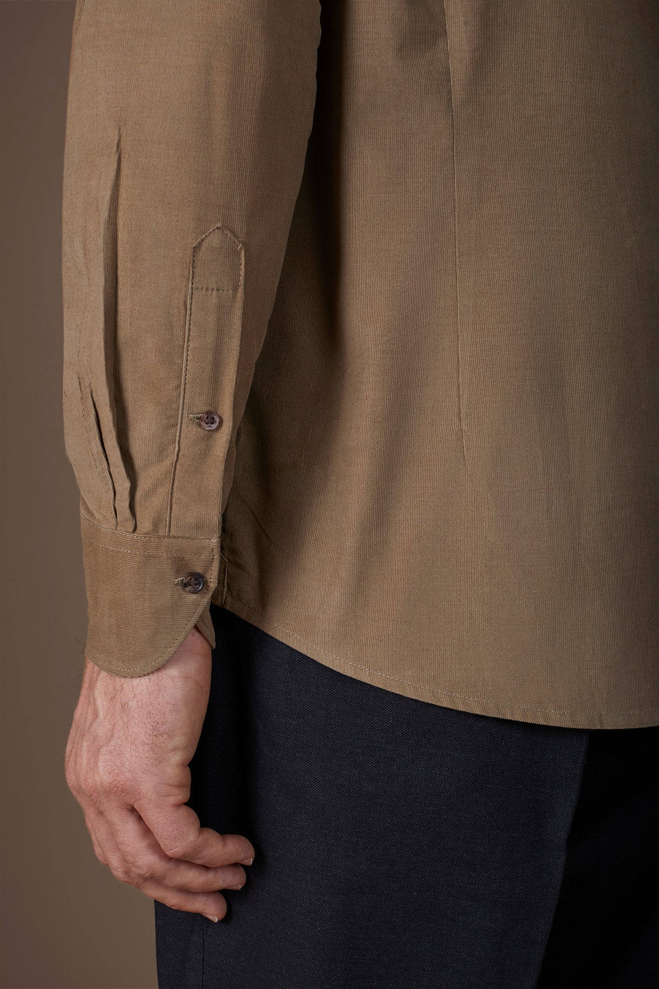 Men's casual shirt in 100% cotton 1000 Stripe velvet fabric plain colour