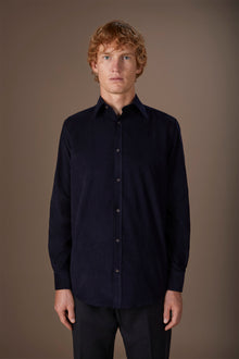 Men's casual shirt in 100% cotton 1000 Stripe velvet fabric plain colour