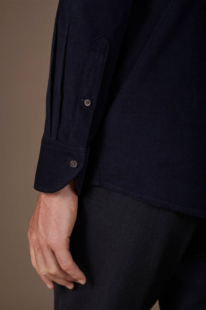 Men's casual shirt in 100% cotton 1000 Stripe velvet fabric plain colour