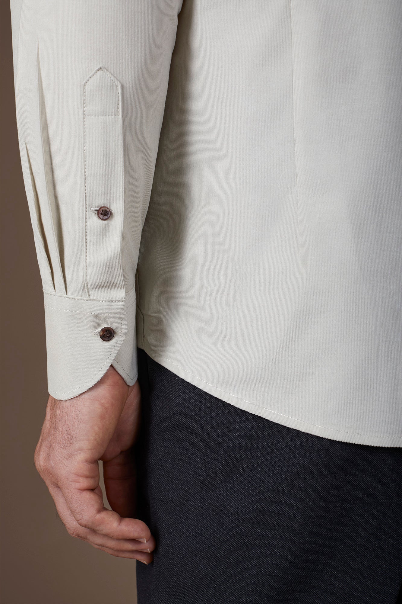 Men's casual shirt in 100% cotton 1000 Stripe velvet fabric plain colour