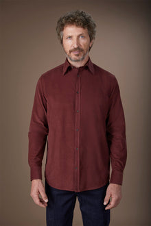 Men's casual shirt in 100% cotton 1000 Stripe velvet fabric plain colour