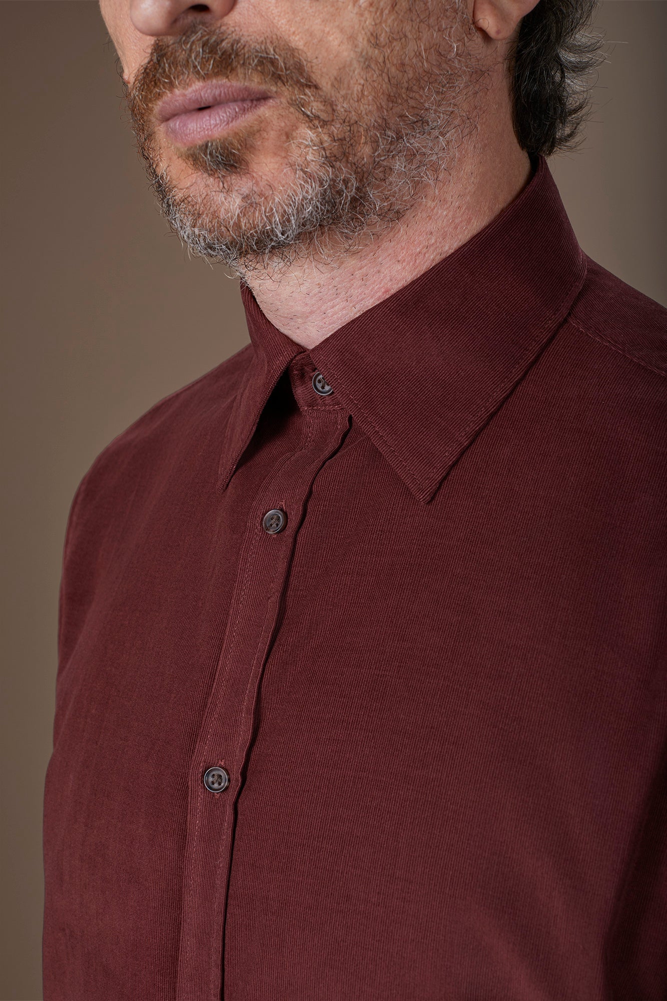 Men's casual shirt in 100% cotton 1000 Stripe velvet fabric plain colour