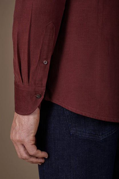 Men's casual shirt in 100% cotton 1000 Stripe velvet fabric plain colour