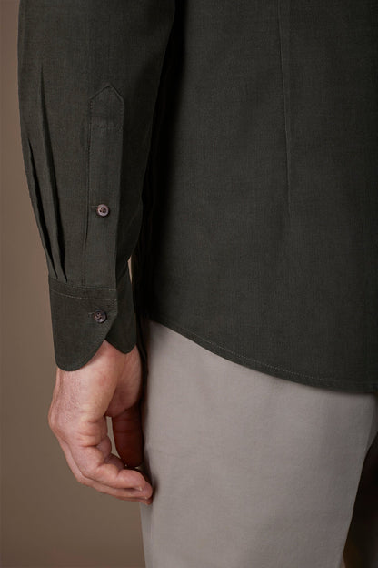 Men's casual shirt in 100% cotton 1000 Stripe velvet fabric plain colour