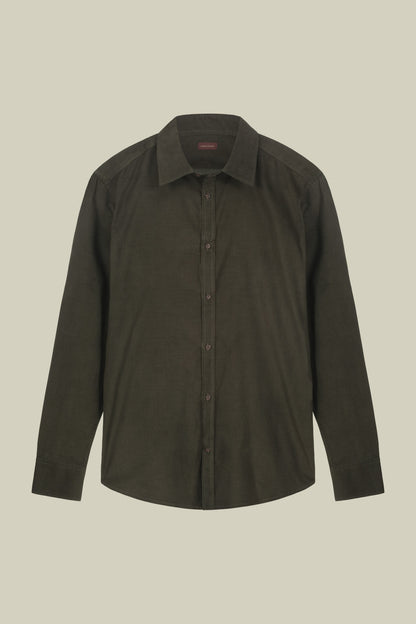 Men's casual shirt in 100% cotton 1000 Stripe velvet fabric plain colour