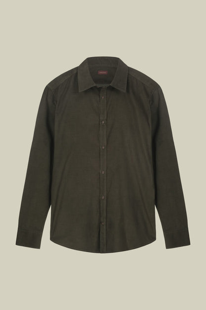 Men's casual shirt in 100% cotton 1000 Stripe velvet fabric plain colour