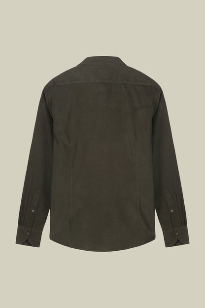 Men's casual shirt in 100% cotton 1000 Stripe velvet fabric plain colour