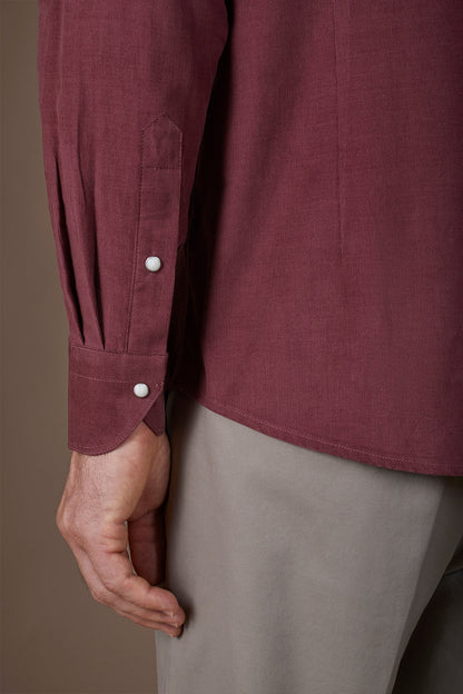 Men's casual shirt with classic collar 100% cotton 1000 striped velvet fabric plain colour