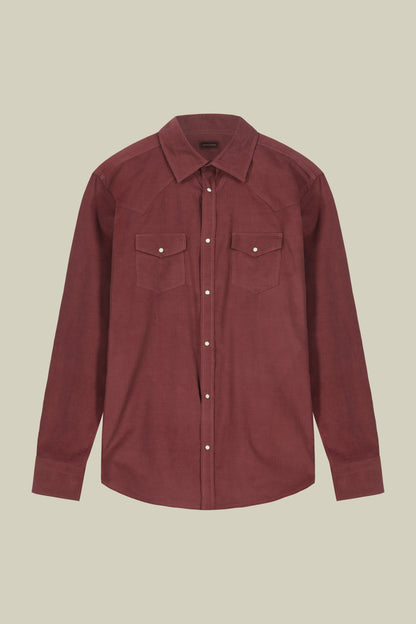 Men's casual shirt with classic collar 100% cotton 1000 striped velvet fabric plain colour