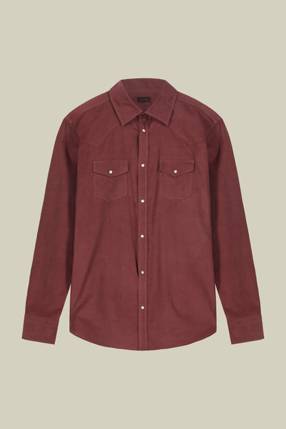 Men's casual shirt with classic collar 100% cotton 1000 striped velvet fabric plain colour