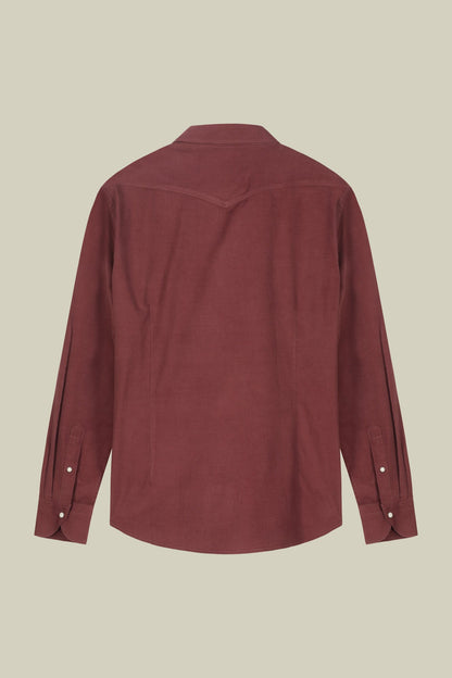 Men's casual shirt with classic collar 100% cotton 1000 striped velvet fabric plain colour