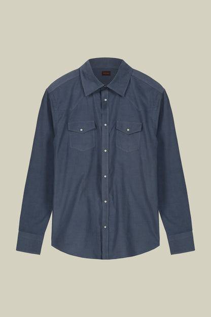 Men's casual shirt with classic collar 100% cotton 1000 striped velvet fabric plain colour