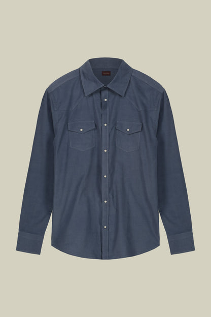 Men's casual shirt with classic collar 100% cotton 1000 striped velvet fabric plain colour