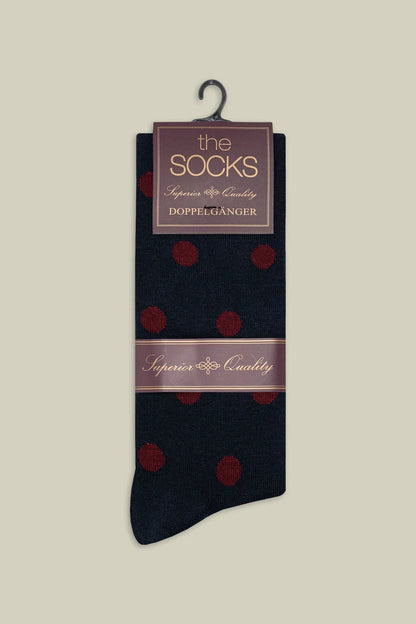 Men's plain knit socks with polka dot pattern