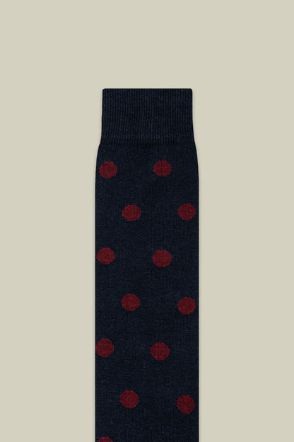 Men's plain knit socks with polka dot pattern