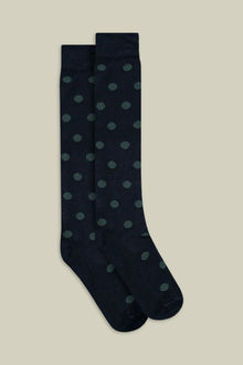 Men's plain knit socks with polka dot pattern