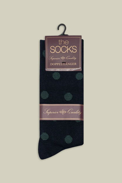 Men's plain knit socks with polka dot pattern