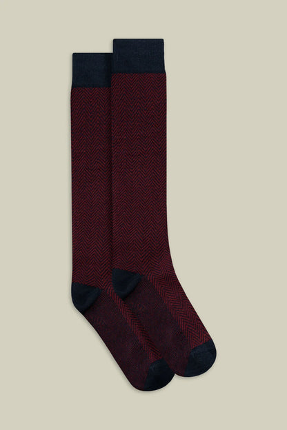 Men's plain knit socks with herringbone pattern