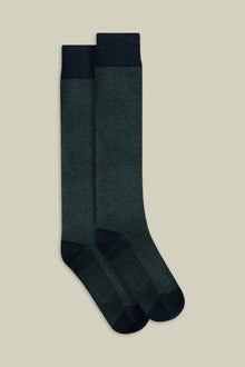 Men's plain knit socks with herringbone pattern